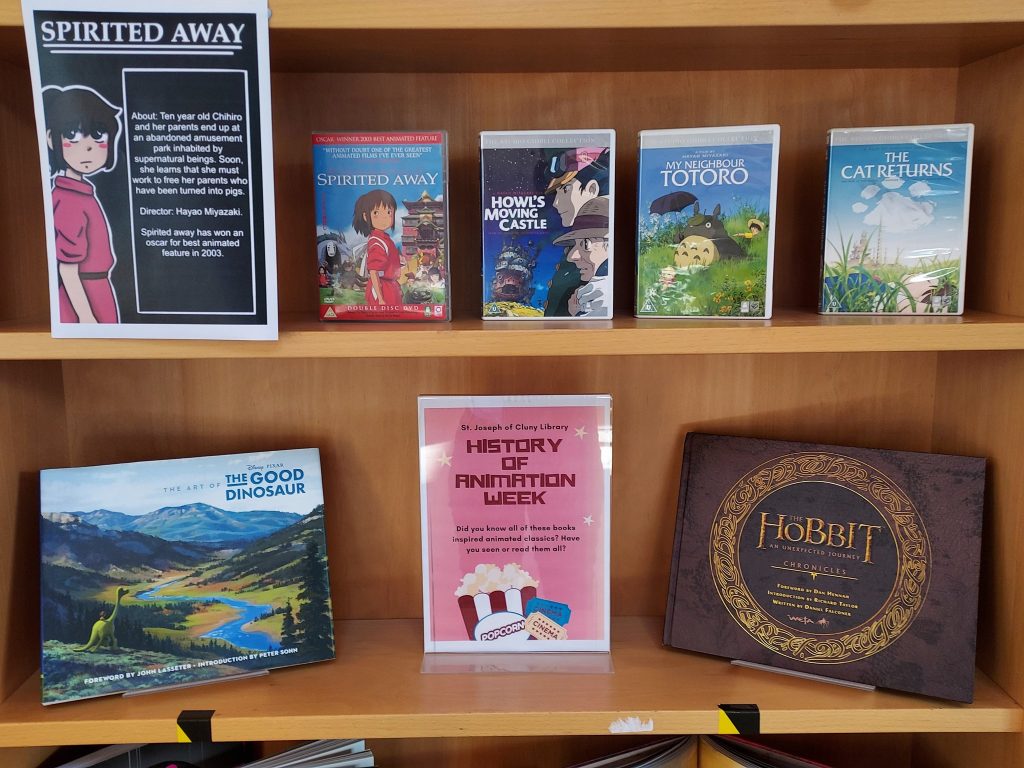 Animation week display with Spirited Away poster made by Neila.