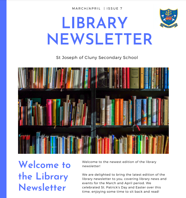 Front page of library newsletter